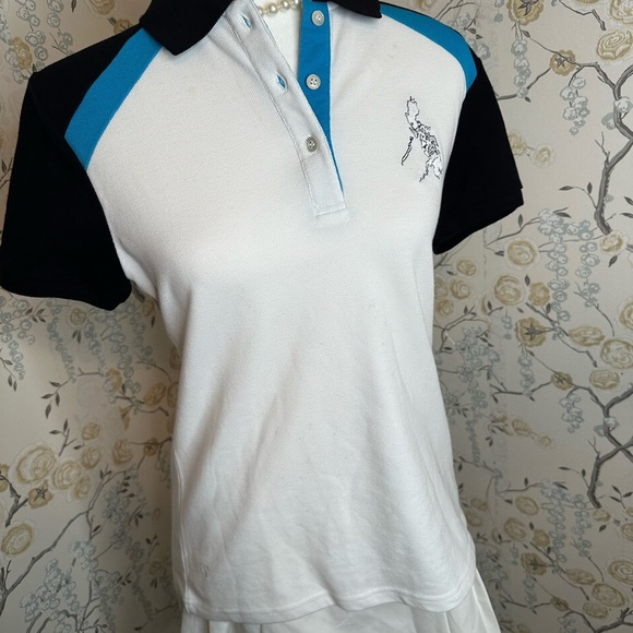 Collezione C2 Women’s Shirt Sz S Polo Philippines Map Embroidered Blue/White NWT - Picture 1 of 5